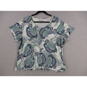 Croft & Barrow Womens Paisley Classic Tee 2X Cotton